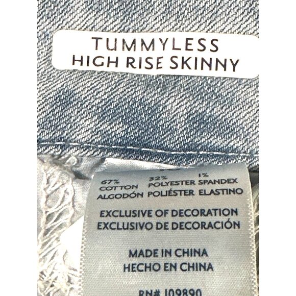 Seven7 Tummyless High Rise Skinny Jeans Light Wash Distressed Stretch Denim 10 - Picture 11 of 16